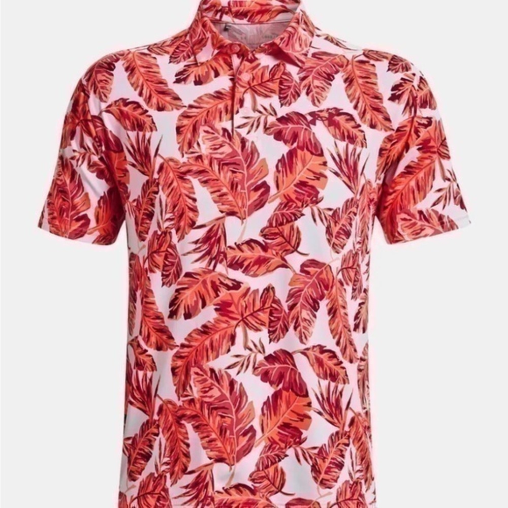 New UNDER ARMOUR Men's Playoff 2.0 Golf Polo Shirt NWT White/Electric Tangerine